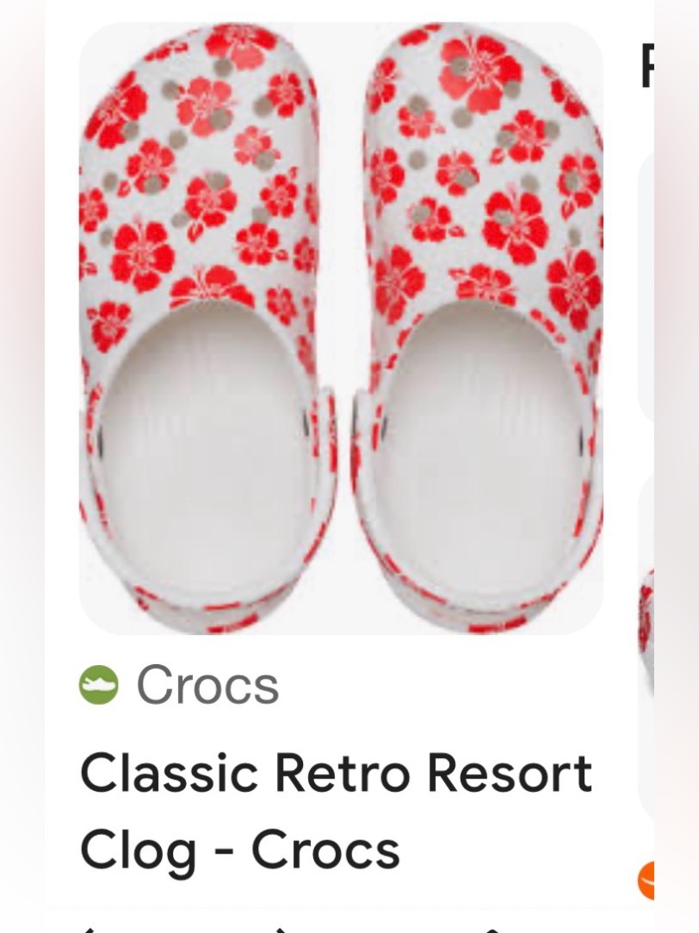 CROCS Retro  White Clog with Red Floral Print size ladies 7 men’s 5